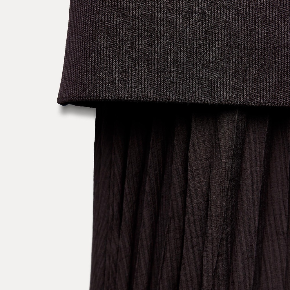 SOLD! Zara Mixed Pleated Skirt L - Picture 8 of 9
